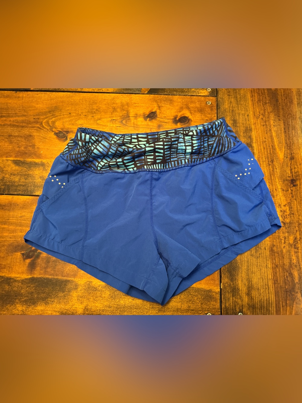 Zella Royal Blue Athletic Shorts with Patterned Waistband